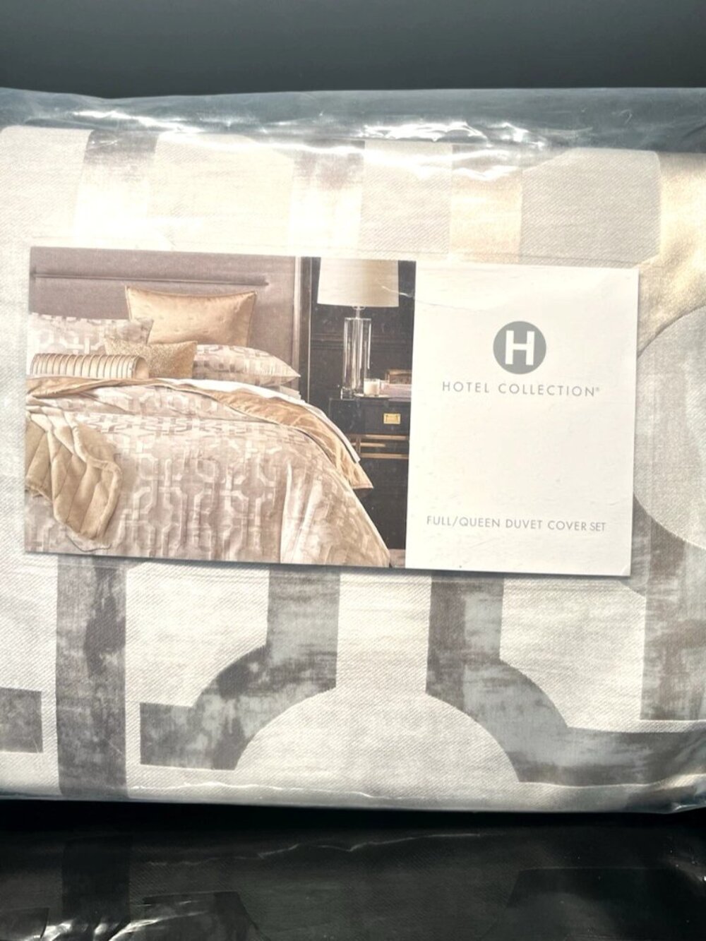 Hotel Collection Luxury Fresco 3Pc Queen Duvet Cover Set Gold Jacquard - New